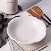 Tigela de Cerâmica Redonda com Pétalas Brancas Cremosas Criativa para Macarrão Sopa Casa Salah Tigela Hotel Restaurante Tigela de Cerâmica para Casa