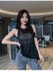 Blusa de yoga sin mangas para mujer, de secado rápido, transpirable, con nudo, para fitness, sexy, para adelgazar