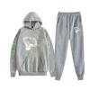 Traje deportivo informal con capucha y estampado de una pieza para hombre, ropa deportiva de dos piezas