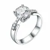 Anillo popular de imitación de moissanita en vivo para mujer, soporte de anillo ins, corona, seis garras, anillo de circonita de 1 quilate, anillo de diamante, venta al por mayor