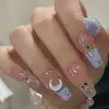Uñas Postizas Usan Armadura 24 Piezas Europa, América y Sudeste Asiático Explosiones Transfronterizas Pegatinas para Manicura Mediana y Larga Temperamento Lote de Manicura
