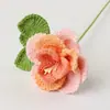 Ramo de rosas de copa de vino tejido a mano, adorno para el hogar, flores artificiales tejidas a ganchillo, regalo de lana para novia