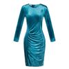 2022 ebay AliExpress Comércio Exterior Europeu e Americano Veludo Coreano WISH Manga Longa Veludo de Seda Dourado Vestido Tubinho
