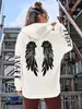 Sudadera Europea Transfronteriza con Hermoso Estampado de Alas de Ángel para Mujer, Sudadera Cálida Casual