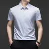 Camisa de Manga Curta de Seda de Gelo Estilo Verão para Homens, Camisa Casual de Negócios para Homens, Corte Slim, Sem Costura, Sem Ferro, Respirável, Camisa de Trabalho
