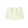 Moda europea y americana corta para mujer con decoración de botones, blazer casual de manga corta AliExpress, popular abrigo dorado transfronterizo con diseño texturizado ZA