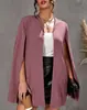 2026 Abrigo Cardigan de Capa Negro para Mujer, Estilo Europeo y Americano, Blazer de Longitud Media Estilo Chal con Cuello en V, Transfronterizo Asia