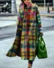 2026 Nuevo Otoño Transfronterizo Europeo y Americano Comercio Exterior Ropa de Mujer Amazon Abrigo Largo con Solapas de Manga Larga Abrigo Largo de Lana Estampado