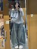Jeans Retrô Americano Scimitar de Perna Larga para Mulheres, Design Solto de Cintura Alta para Primavera e Verão, Calças Lavadas e Desgastadas Rasgadas de Comprimento Total