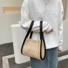 2025 Novo Estilo Coreano Primavera Cor Contrastante Simples Casual Bolsa de Palha Trançada Feminina Ombro Transversal Pequena Quadrada
