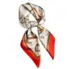Lenço de Seda com Estampa Estilo Coreano Padrão Corrente, Xale de Alta Qualidade, Lenço de Pescoço com Proteção Solar, Lenço Quadrado Pequeno, Lenço de Cabeça, Lenço Feminino