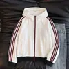 Sudadera cárdigan a rayas gofres estilo retro americano, una prenda exterior de moda para hombre para primavera/otoño con un estilo relajado y casual, con diseño de cremallera, perfecta para parejas
