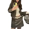 X Chaqueta y Falda Exquisitas, Encantadoras y Geniales, Moda Retro para Mucho Tiempo, Estilo Pequeño Aroma Coreano