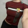 Verão 2023 manga curta y2g justo bordado de letra baby vintage casual roupas femininas tops streetwear