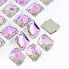 Vidrio Fondo Plano Biselado Forma Irregular Cosido a Mano Taladro Polvo Morado Gota de Agua Ojo de Caballo Piedra Cosida a Mano DIY Galvanizado Decoración de Ropa Accesorios