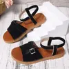 Sandalias Casuales de Punta Abierta para Mujer 2026 Verano Banda Elástica Comercio Exterior Talla Grande Hebilla Suela Plana Elegantes Suela Suave Sandalias de Playa
