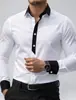 Camisa de Manga Larga Elástica Antiarrugas con Bloques de Color Casual de Negocios para Hombre de Amazon Transfronterizo Camisa de Otoño para Hombre