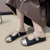 Verão 2025 Roupa de Exterior Estilo Pequeno Fragrante Salto Rasteiro Sandálias de Dedo Sandálias de Moda Feminina com Saias Chinelos Femininos