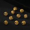 Cuentas huecas de circonita con incrustaciones de oro que conservan el color, cuentas de barril de aleación chapadas en oro, cuentas de barril hexagonales, cuentas sueltas