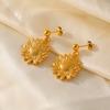 Aretes colgantes elegantes transfronterizos europeos y americanos, lujo ligero exagerado, girasol dorado, para mujer, red de celebridades, flor de sol, acero de titanio chapado en oro