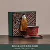 Caneca Pequena de Chá Argila Vermelha Montanha Rocha Velha Esmalte Ocre Caneca de Chá Cerâmica Wabi-Sabi Caneca Pessoal Caneca de Chá Kung Fu Caneca de Chá