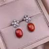 Pendientes Nanhong Plata S925 Incrustados Pendientes Cortos Exquisitos Cuentas de Concha Flores Coloridos Tesoro para Orejas Accesorios Moda para Viajar