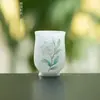 Taza de Té Floral Pintada a Mano de Arcilla de Jade Blanco, Taza Maestra de Cerámica, Taza de Aromas de Porcelana Blanca de Dehua, Juego de Té Kung Fu para el Hogar