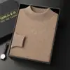Cachmere de una línea de cuello alto medio Caliente Tejido de Cachemira para Hombre Tejido Espeso Camiseta Interior Sin Costuras Montaña Otoño e Invierno Puro
