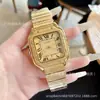 Reloj Cartier Santos Santos Dumont Serie Romana Reloj Cuadrado Santos Cuarzo Correa de Acero Reloj de Pulsera para Hombre