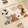 Alfombra de baño de dibujos animados, absorbente y antideslizante, adecuada para duchas, inodoros y entradas de baño; espesado y secado rápido