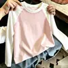 Camiseta de manga larga de algodón puro para niños, moda de primavera y otoño, prenda interior para niños, cuello redondo de dibujos animados, top versátil estampado de corte holgado, camiseta moderna