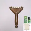 Peine pequeño masajeador de cuerno, masajeador de puntos de acupuntura de meridianos del cuello de sándalo, gua sha facial simple de dientes de cobre y palo para aliviar músculos