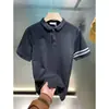 Polo de manga corta con solapa para hombre, camiseta de verano de moda, versión coreana, tendencia entallada, nueva camiseta combinable 2025