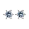 Brincos de Tarraxa Estrela em Prata de Lei S925 Shoeshow com Zircônia Azul Oceano para Mulheres, Frescos e Versáteis, Brincos de Luxo Leve de Alta Qualidade