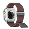 Cierre magnético de metal color titanio correa elástica de nailon adecuada para banda de muñeca Apple Watch 10 11 iWatch Ultra
