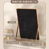 Espejo de maquillaje plegable estilo Ins para escritorio, mesa, hogar, dormitorio, tocador, espejo de tocador grande con sensación de alta gama, arte en hierro