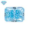 Huagang Gem 9A retangular chanfrado Ice Flower corte raso mar azul alto carbono broca pequeno octogonal zircão nu anel de pedra