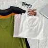 Camiseta básica de manga curta com gola U em Lyocell Modal para mulheres, top liso de cor sólida para o verão, alta elasticidade e respirabilidade