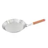Mango de Madera Plegable Fondo Plano Redondo Molde para Hornear Acero Inoxidable de Grado Alimenticio Cesta para Barbacoa Perforada Accesorios para Horno Venta Caliente Transfronteriza