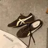 Zapatillas Deportivas Casuales Versátiles de Encaje para Mujer Estilo Uva Ma con Bloques de Color de Cuero Estilo Universitario Zapatos Casuales