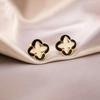 Pendientes de Trébol de Cuatro Hojas con Goteo de Aceite Estilo Fragante de Aguja de Plata Temperamento de Nicho Pendientes de Lujo Ligero Pendientes Elegantes Personalizados de Alta Gama para Mujer