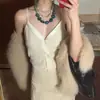 Colar Quadrado Redondo Assimétrico de Acrílico Camada Dupla Moda Retrô Corrente Simples para Clavícula Colar Elegante de Alta Qualidade para Mulheres