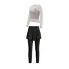 Conjunto de Yoga Duas Peças Feminino Elegante Modelador Sensação de Segunda Pele Secagem Rápida Profissional para Fitness Pilates Corrida Treino