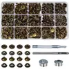 Juego de Herramientas de Instalación de Broches de Presión Grandes Blancos de Acero Inoxidable de Cuatro Colores de 15 mm, Broches de Presión Metálicos Ocultos Tipo Prensa