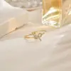 Anel Diamante Ondulação de Água Retrô de Luxo Leve Top de Linha Diamante Folha Personalizado Versátil Design Nicho Empilhável Anel Dedo Indicador