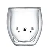 Copo de Suco Criativo de Animal Desenho Animado em Vidro Borossilicato de Alta Qualidade Copo de Camada Dupla Resistente a Altas Temperaturas Anti-Escaldante Copo de Café e Leite
