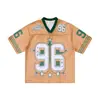 Ropa de Hombre Jie Zhan Malla con Estampado de Estrellas Manga Corta Estilo Béisbol 2026 Primavera y Verano Nueva Camiseta Holgada Transpirable de Malla Retro Urbana