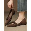 Zapatos de Salón Bajos Retro Estilo Francés, Punta Fina Puntiaguda con Hebilla de Cinturón, Zapatos Mary Jane de Cuero que Aumentan la Altura para Mujer 2025