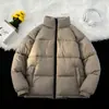 Jaqueta de Algodão Masculina Enbu de Inverno Cor Sólida Gola Alta Acolchoada Quente Tendência Moda Casaco Puffer Casual para Homens
