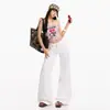 Pantalones de Pierna Ancha Acampanados, Holgados, Cómodos, Lavados, Versátiles, de Cintura Alta, Adelgazantes, con Caída, de Color Sólido, Estilo Retro Americano de Moda para Mujer 2026